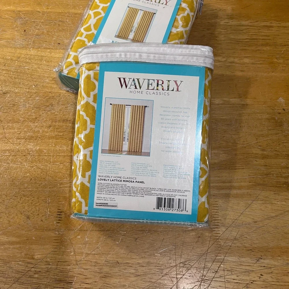 Waverly Home Classics Lovely Lattice Mimosa Yellow Curtains 50x84 2 Panels NEW